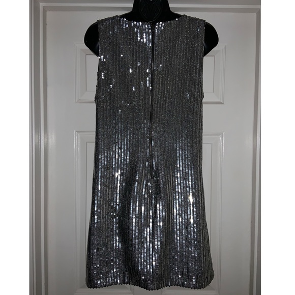 Alice & Olivia Silver Dot Sequined Shift Dress—NWT - Picture 9 of 15